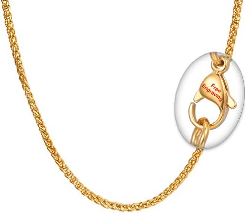 PROSTEEL Engraving, Men 3MM Wheat Chain Necklace, 18/20/22/24/26/28/30 Inches, 316L Stainless Steel/Gold Plated (with Gift Box)