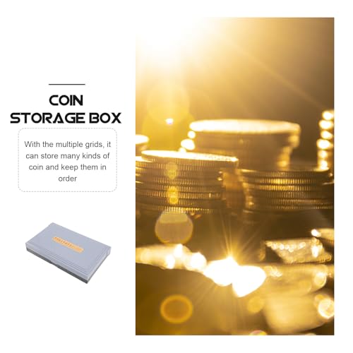 Caja resistente para monedas con tapa y compartimentos, plástico gris miniatura 3