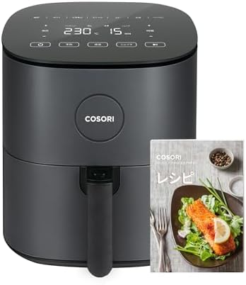 COSORI ノンフライヤー 4.7L 大容量 家庭用 電気 エアフライヤー 最高温230℃ 揚げ物 ポテト 惣菜 日本語レシピ付き タイマー 自動電源オフ グレー CAF-L501-KJP