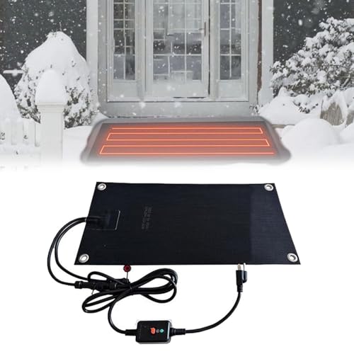 加熱式融雪マット、屋外通路用マット、2インチ/時間の融雪速度、10×15インチ 滑り止め階段用加熱式システム(屋外階段・玄関用)