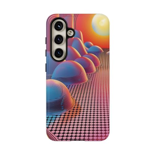 Coque Samsung S24 lever de soleil géométrique abstrait bleu rigide brillante