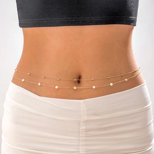 Image of Shining Diva Fashion Set of 2 Belts for Women and Girls Stylish Kamarbandh Kamar Chain Waist Belt for Dresses Jeans Saree