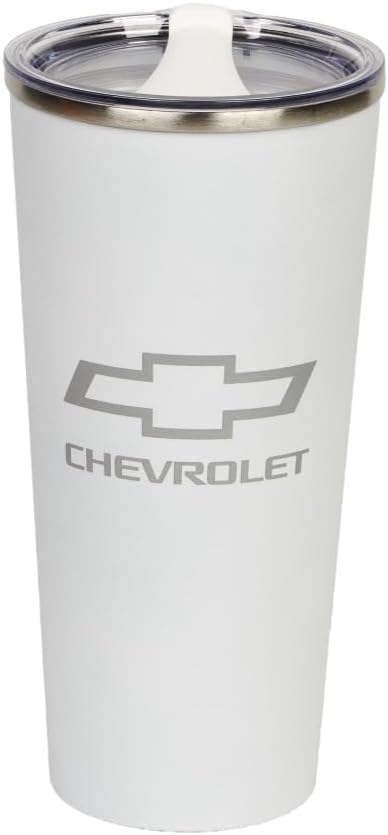 SR1 Performance Chevy Bowtie Thermal Stainless Steel 16.9oz Tumbler - Officially Licensed Chevrolet Coffee Mug (White)