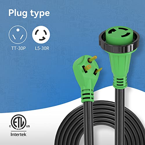 Camper Matters 30 Amp 25 Ft Rv Detachable Power Cord, Tt-30P To L5-30R, Heavy Duty Pvc Jacket, Easy Plugin Handle, Colorful Storage Bag, And Plastic Strap Organizer #TOP4