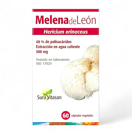 Sura Vitasan Melena de León 60 Cápsulas - Con Extracto de Hericium Erinaceus 500mg - Ayuda al Bienestar del Sistema Nervioso