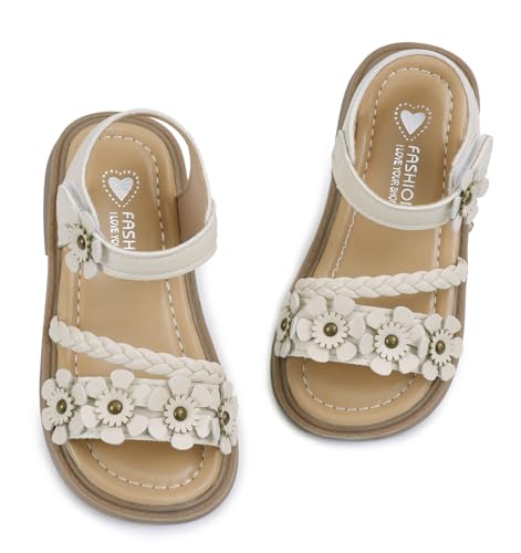 SEAUR Blanche Sandales Cuir Fille Sandales Confortables Chaussures d'Été Enfant Fille Sandale...