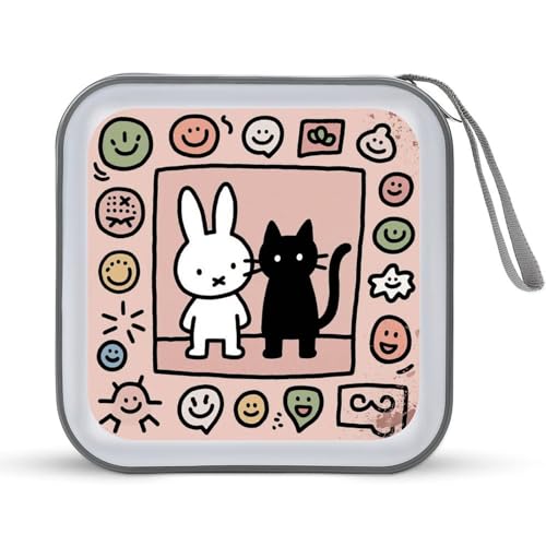 Étui CD/DVD 40 compartiments chaton mignon et lapin, pochette zippée style moderne
