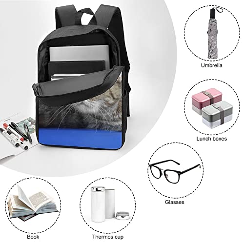 Sac à dos imprimé 3D confortable et résistant 17 pouces motif chat - 6