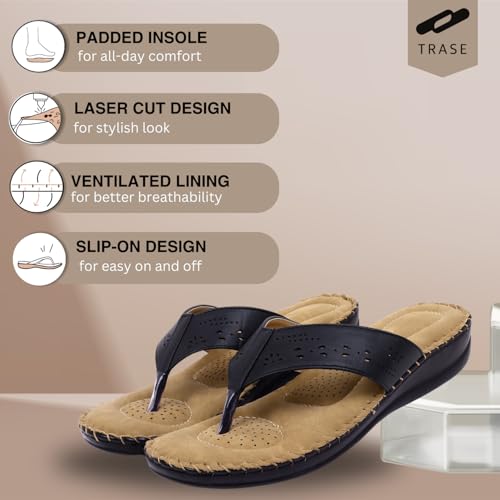 Image of TRASE Slippers for Women Stylish Flat | Comfortable Orthopedic Soft Chappals | Lightweight Ortho Footwear for Ladies