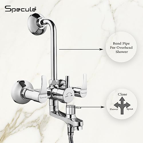 Image of Topaz Wall Mixer for Bathroom 3 in 1 | Mixer Tap with Hand Shower, 1.5 Meter Hose & Diverter | Bathroom Shower Set | Wall Mixture | Chrome Finish