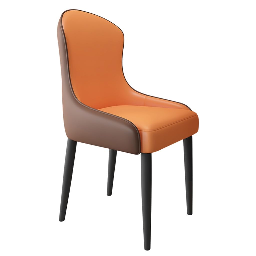 RILOOPDining Chairs Faux Leather Kitchen Counter Chairs Accent Chairs with Soft Backrest and Metal Legs,Upholstered Side Chair Reception Chairs for Living Room Office/Orange