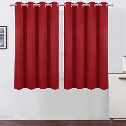 Image of LEMOMO Bright Red Blackout Curtains 52 x 54 Inch Length /Set of 2 Curtain Panels /Thermal Insulated Room Darkening Blackout Curtains for Bedroom