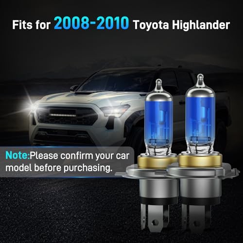 Image of XFLHEHD Fits for 2008 2009 2010 Toyota Highlander Halogen Headlight Bulbs Combo, Ultra Bright 5000K White Hi-Lo Beam Headlight Bulbs, Plug and Play, 2 Pack