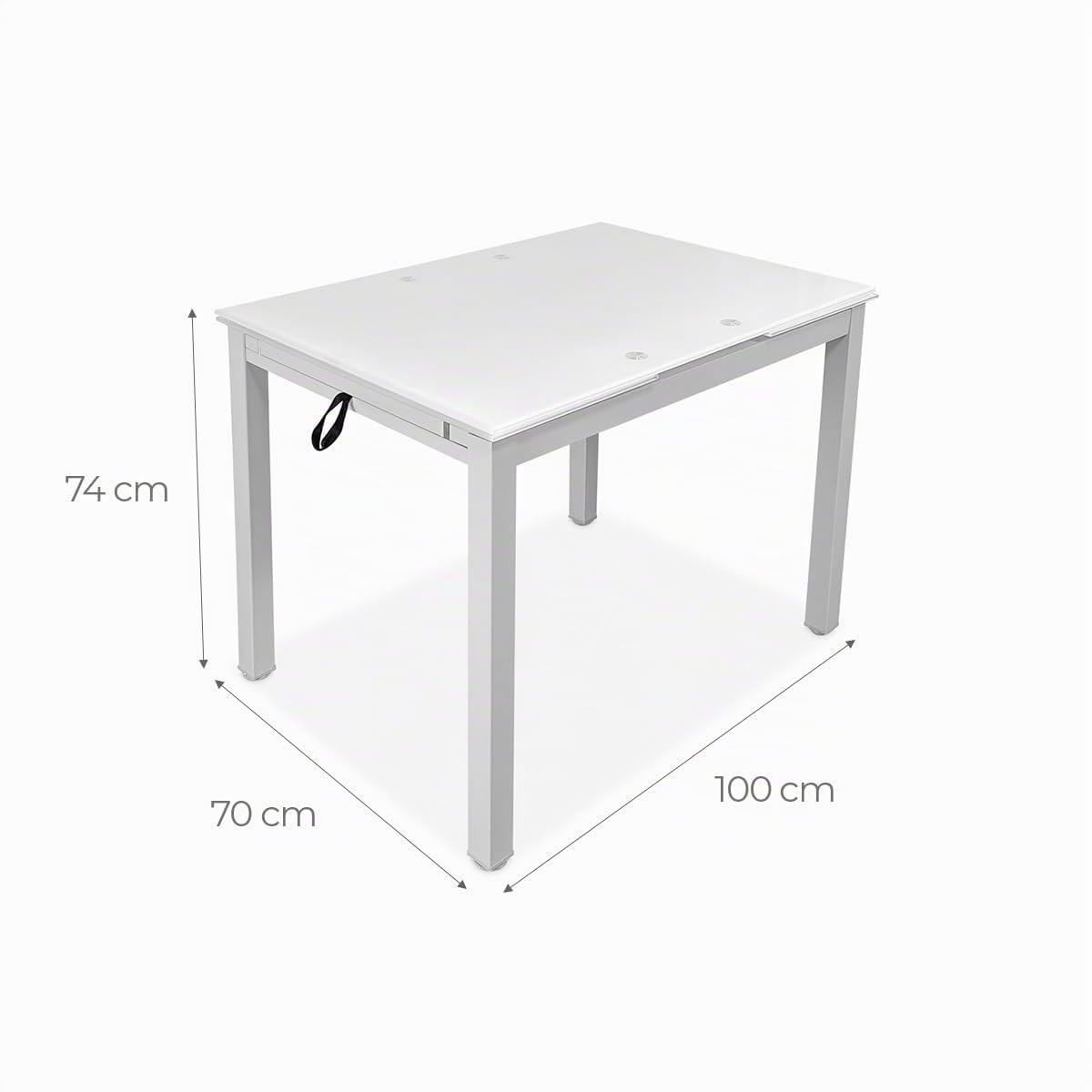 Somnia Descanso - Mesa Extensible de Cristal de Cocina o Comedor Acabada en Blanco Modelo Närke, Práctica y Funcional. Medidas: 100-170 cm (Largo) x 70 cm (Ancho) x 75 cm (Alto)