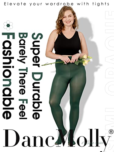 Image of DancMolly Plus Size Tights for Women, Control Top Semi Opaque Nylon Pantyhose High Waist