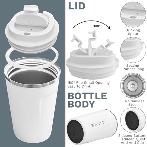 Image of Insulated Travel Coffee Mug, Stainless Steel Coffee Cup with Leakproof Lid