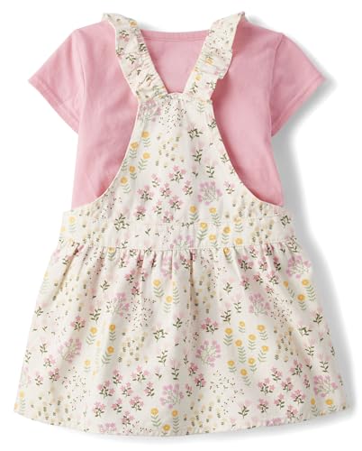 Image of The Children's Place Baby Girls' And Toddler Short Sleeve Shirt and Skirtall 2 Piece Outfit