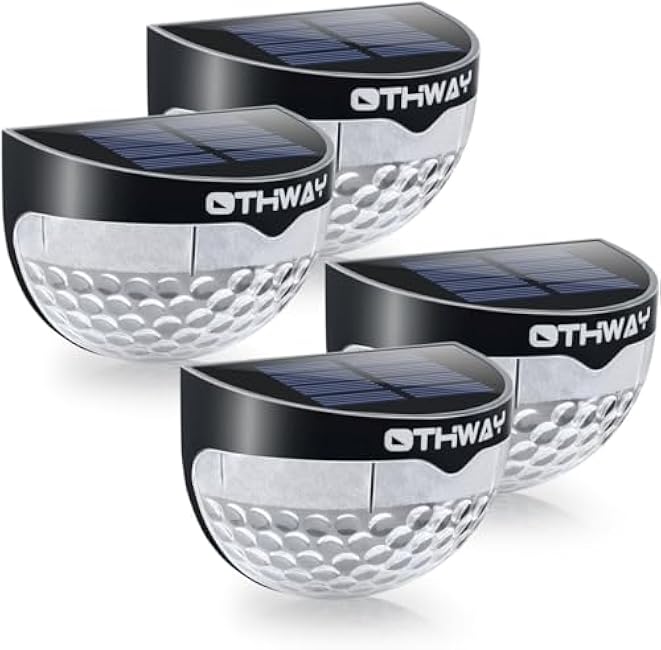 OTHWAY Solar Fence Post Lights Wall Mount Decorative Deck Lighting (Black, 4 Packs)