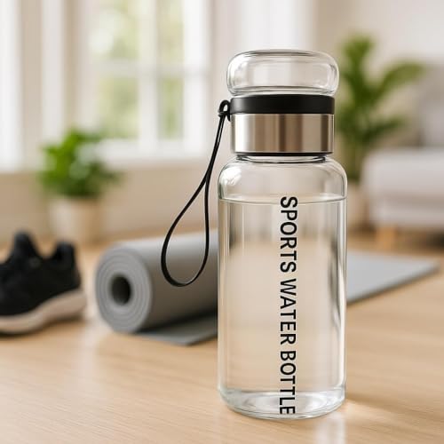 Image of NYRWANA Borosilicate Glass Water Bottle with Screw Lid | 1000ml Glass Tumbler | Heat-Resistant | Leak-Resistant | Hot & Cold Drinking Bottle for Home, Office, Gym, Travel & Camping