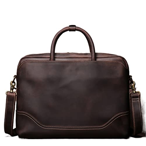 Vintage Bags Briefcase Men Shoulder Genuine Leather Handbag Man Brown Casual 15.6 Inch Laptop Bag3