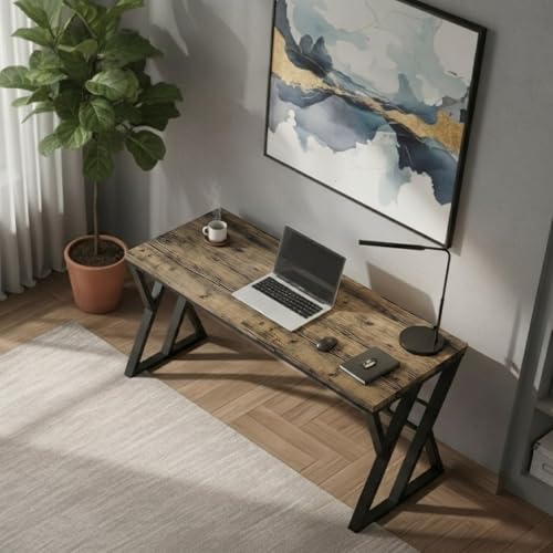 Image of TEKAVO Jimmy Study Table for Home & Office | Computer Table for Home pc | Wooden Gaming Workstation Desk with Heavy Duty Metal | 120 cm Table | Forest Wood, Metal | DIY