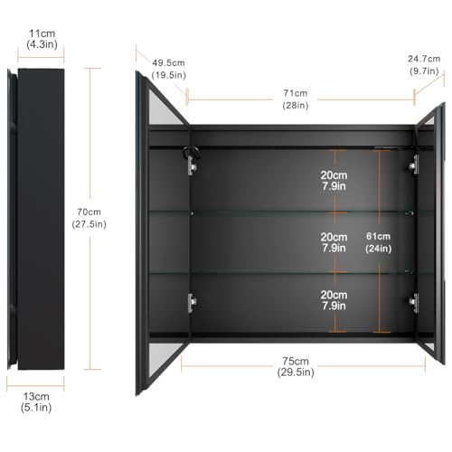 Bad Spiegelschrank mit LED-Beleuchtung und USB-Anschluss