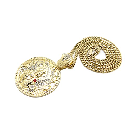 Iced Out Saint Barbara Pendant Box/Cuban/Rope Chain Fashion Necklace XSP414 (20, Gold Cuban Chain)2