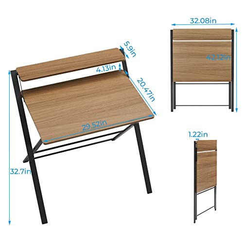 GreenForest Folding Desk No Assembly Required, Computer Desk with 2