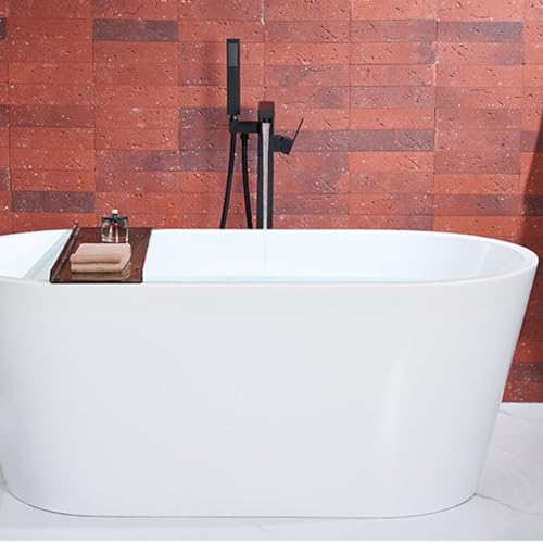 Grifo Bañera Independiente Negro Rotación 360° Ducha Baño Montado en Suelo 2 Salidas Grifo Bañera y Ducha de Acero Inoxidable