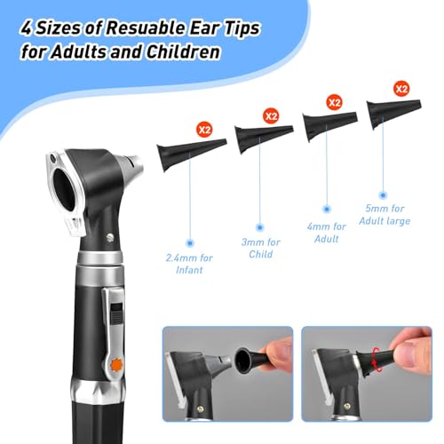 Image of MCP OT-10G Otoscope - Ear Scope with Light, Fiber Optic Otoscope, Lightweight Pocket Diagnostic Ear Checker Kit for Nurse,Kids,Adults (Black)
