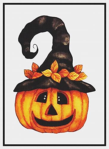 Orenco Originals Halloween Pumpkin Wearing Witch Hat Counted Cross Stitch Patterns
