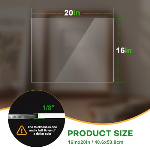 Image of VOISEN 3 Pack Plexiglass Sheets 1 /8 Inch Thick, 16 inchX20 inch Plexi Glass Panel,Plastic Sheet for Crafts,Signs, Display Cases, Sneeze Guard, Cut with Engraver,Power Saw or Hand Tools
