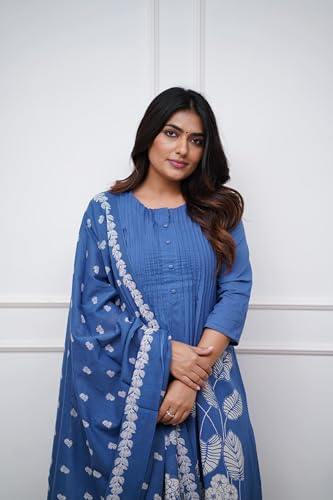 Image of GoSriKi Women's Viscose Anarkali Kurta Set with Dupatta | Anarkali Suit for Women Cotton | Kurta Palazzo Dupatta Set | 3 Piece Ethnic Wear for Festival & Party | Anarkali Suit for Women