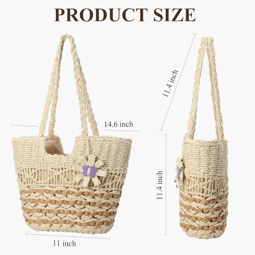 Image of Trifabricy Beach Bags for Women, Summer Straw Bag, Woven Straw Beach Tote Bag Shoulder Handbags