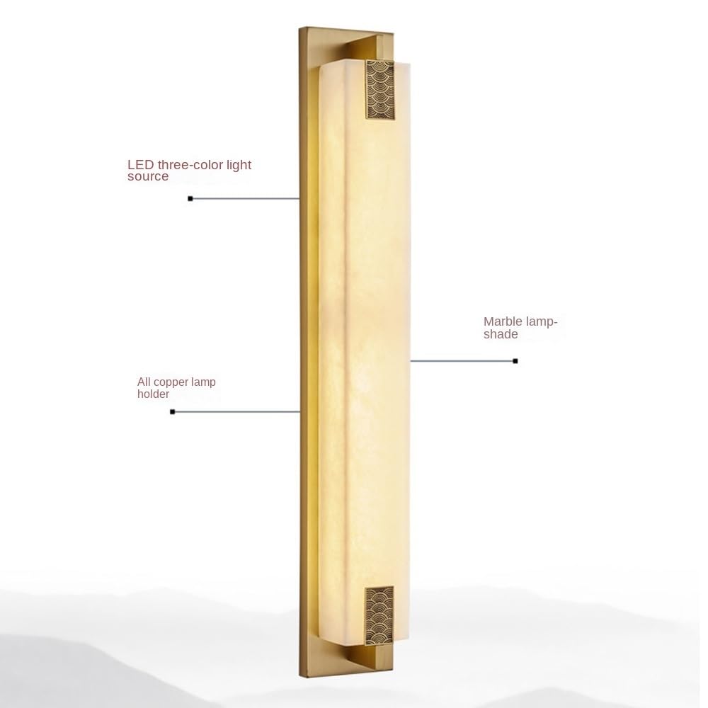 Lámpara de pared de mármol, aplique de pared de piedra natural, luces de pared doradas de alabastro, iluminación de montaje en pared for tocador con acabado de latón for sala de estar, dormitorio, bañ