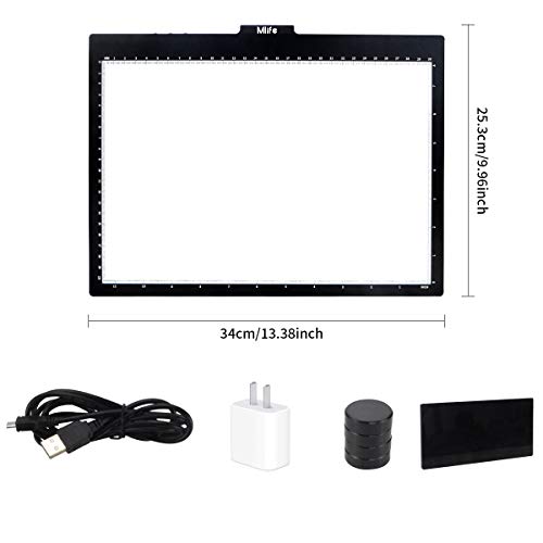Mlife A4 LED Tracing Light Box - Professional Super Bright LED 10 Level Dimmable Brightness Tracer Pad with Physical Buttons for Drawing Sketching Animation X-ray Viewing Tattoo Diamond Painting