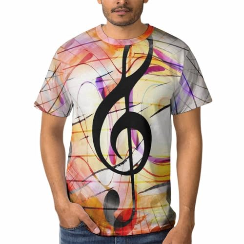 T-shirt musique jaune noir pour homme au design graphique bicolore unique