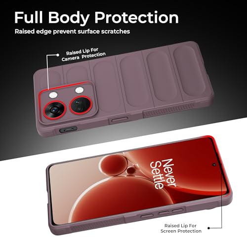 Image of A rtistque Liquid Silicone Stripes Back Cover Case for Oneplus Nord 3 5G | with Camera Protection | with Inner Fabric | Anti Slip Grip | AirBag Case - Purple