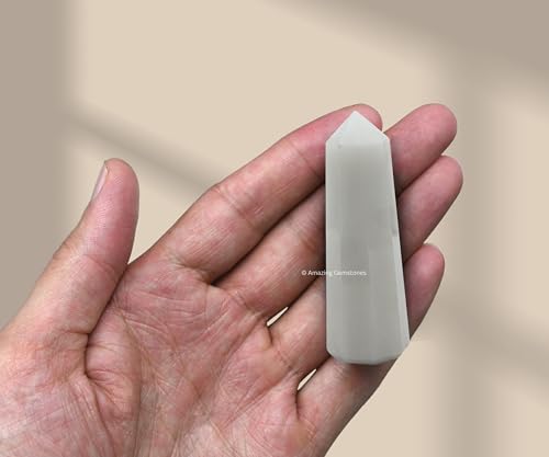 Image of Amazing Gemstone Snow Quartz Crystal Towers - Natural Healing Crystal Point Obelisk for Reiki Healing and Crystal Grid (2 inch to 3 inch Inch)