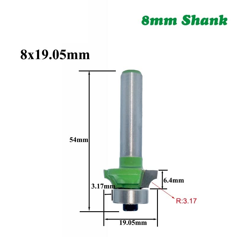 6 uds 8mm esquina redonda sobre broca de enrutador con rodamiento fresa for herramienta de carpintería de madera carburo de tungsteno MC02048