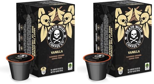 Death Wish Coffee, Single Serve Coffee Pods - Vanilla Pods (10 Count) (Pack of 2)