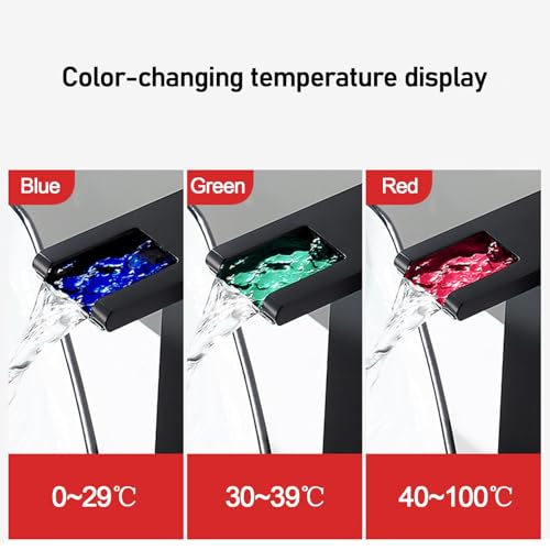 Robinet mitigeur LED salle de bain 1 trou lavabo argenté 3 couleurs eau - 4
