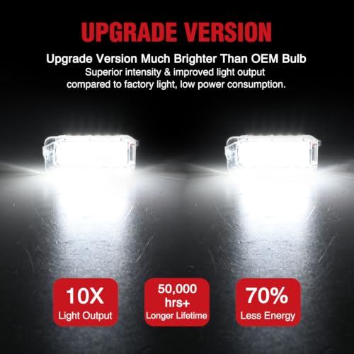 Image of Nilight 2PCS License Plate Lights for 2011-2023 Ford Explorer | Compatible with 2013 2014 2015 2016 2017 2018 2019 Ford Escape 2013-2020 Ford Fusion with Black Housing 6000K White