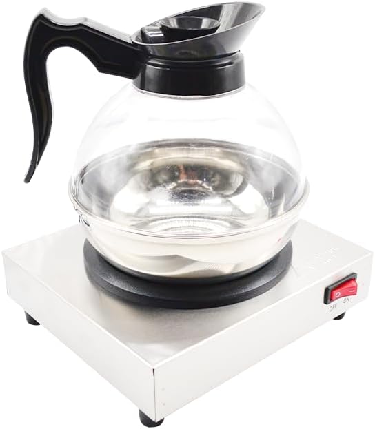 Commercial Coffee Decanter Warm Plate (Single Plate), Stainless Steel Structure with Non-Stick Aluminum Plate Shaped for Standard Decanter, Ideal for Cafe, Break Room, Buffet, Event and Commercial Use