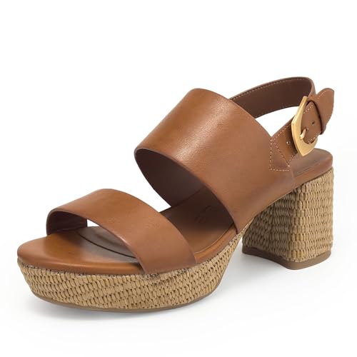 Aerosoles Women's Camilia Platform Sandal, Tan Faux Leather/Basket Raffia, 12W