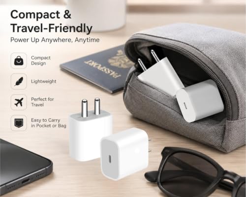 Image of 20W USB C Fast Charger Adapter Compatible with iPhone 16 /16 Plus /16 Pro /16 Pro Max, iPhone 15 /14 /13 /12 /11 Series, PD 3.0 Type C Wall Charger for iPad, AirPods, Samsung, Pixel, BIS Certified