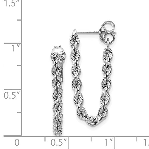 Real 14kt White Gold Rope Chain Dangle Post Earring3