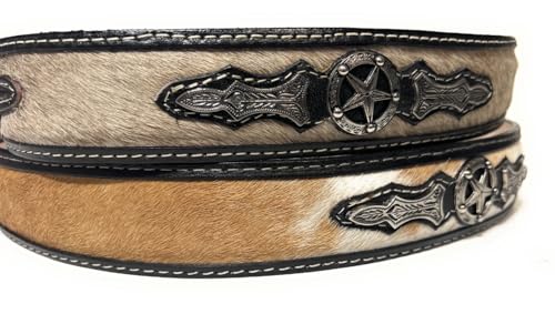 1 3/4" Wide Genuine Leather Horse Hair Western Style Leather Belt, Cowboy Rodeo Concho Ranger Style Belt4