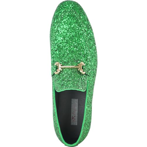 Image of bravo! Men Dress Shoe Prom Slip-on Loafer Lace-up Oxford Cap Toe Metallic Glitter for Wedding Prom Black Blue Green Gold Pink Pewter Purple Silver Red