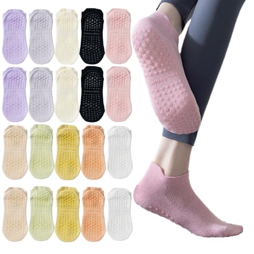 Image of 10 /20 Pairs Pilates Socks for Women, Non Slip Grip Yoga Barre Socks